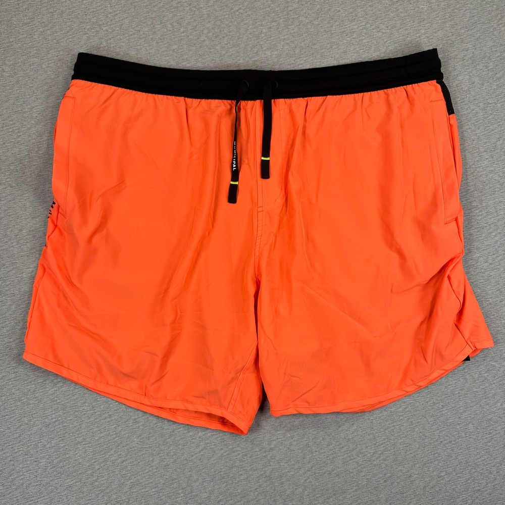 Municipal Shorts Mens XXL 6" Neon Orange Black Sport Utility‎ Compression Liner
